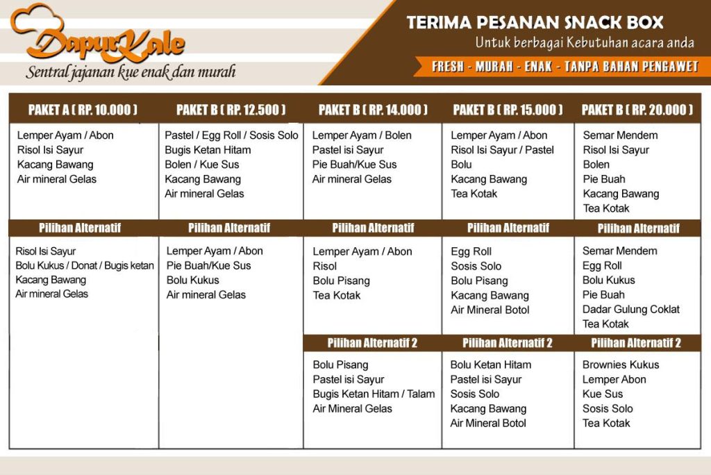 DAFTAR HARGA SNACK BOX